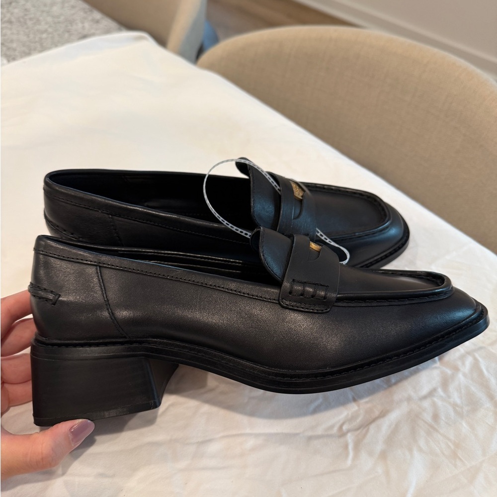 Vince Camuto Black Loafers with Gold Detail